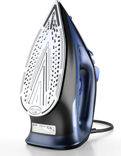 Sundu Plancha de vapor para ropa con suela recubierta de cerámica de calentamiento rápido, 1500W con dial de termostato preciso, autolimpieza,