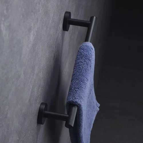 Miniatura 6 de Modket Toallero negro mate de 16 pulgadas, accesorios de baño de acero inoxidable 304 montado en la pared para toallas de cocina, colgador de paños
