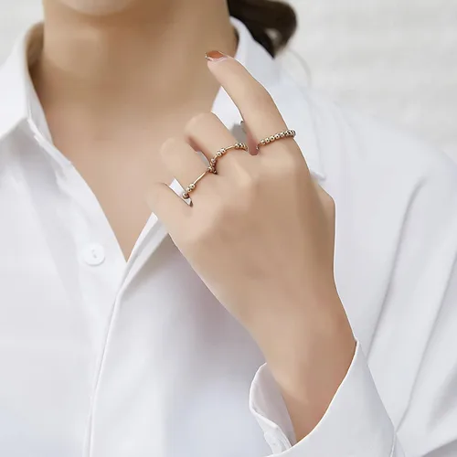 Miniatura 2 de Anillo de oro y plata para mujer, anillos antiansiedad para mujer, anillos para aliviar la ansiedad, tamaño 5-10 cuentas, anillo de ansiedad