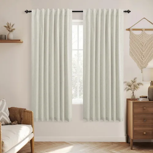 Miniatura 57 de KOUFALL - Cortinas de medio estilo francés de lino para ventana, juego de 2 cortinas cortas de 40 pulgadas de longitud, para privacidad, cortinas