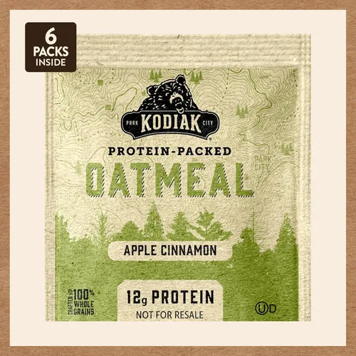 Miniatura 9 de Kodiak Cakes Paquetes de avena instantánea, manzana y canela, alto contenido en proteínas, 100% granos integrales, 6 cajas con 6 paquetes cada una