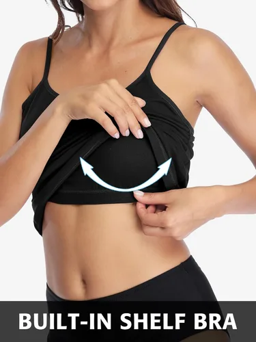 Miniatura 80 de Camisa Attraco de algodón, con tirantes estilo espagueti, con brasier incorporado, 2 paquetes, para mujer