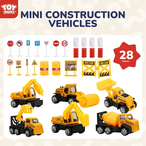 Miniatura 2 de TOY Life 28 piezas de juguetes de construcción para niños de 3 a 5 años, pequeños vehículos de construcción, juguete de caja de arena para niños
