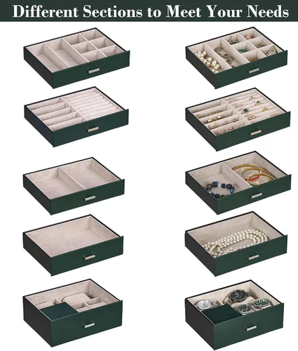 Miniatura 5 de ANWBROAD 6 Tier Huge Jewelry Box Jewelry Organizer Box Display Storage Case Holder with Lock Mirror Girls Jewelry Box for Earrings Rings Necklaces