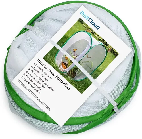 Miniatura 6 de RESTCLOUD - Jaula de hábitat para insectos y mariposas, 23.6 pulgadas de alto Blanco con verde