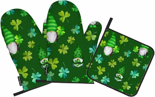 Miniatura 13 de Juego de manoplas de horno y soportes para ollas de hojas verdes, palmeras tropicales, exóticas, resistentes al calor, 3 piezas para cocinar