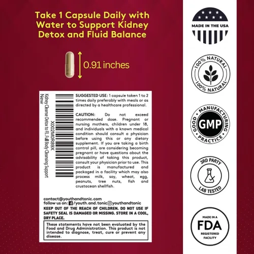 Miniatura 8 de Youth & Tonic CandEase Matrix Pills & Kidney Cleanse Paquete de 2 unidades Apoya la limpieza corporal y mantiene la salud del tracto urinario