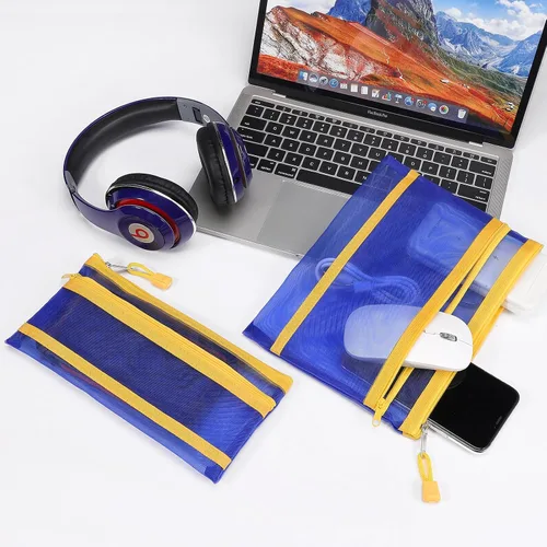 Miniatura 5 de 12 bolsas de malla de nailon con cremallera, bolsas de malla para cosméticos, bolsas de maquillaje, estuche de lápices, bolsas de viaje multiusos