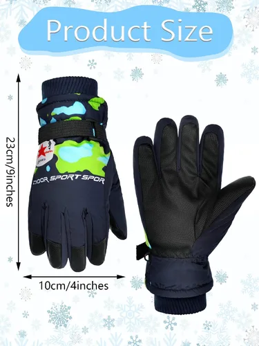 Miniatura 3 de 2 pares de guantes de invierno para niños, guantes de esquí impermeables para niños y niñas, guantes de nieve, accesorio cálido para esquí, patinaje