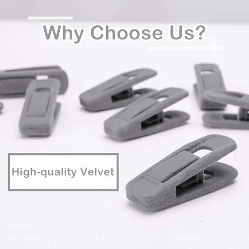 Miniatura 4 de Trgowaul Clips de terciopelo para colgar pantalones, clips de terciopelo, clips de dedo fuertes, perfectos para perchas finas de terciopelo