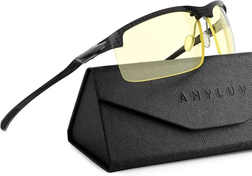 Miniatura 8 de ANYLUV Gafas de luz azul para hombre, lentes de bloqueo de luz azul, templo de fibra de carbono, gafas de computadora para juegos, antifatiga ocular
