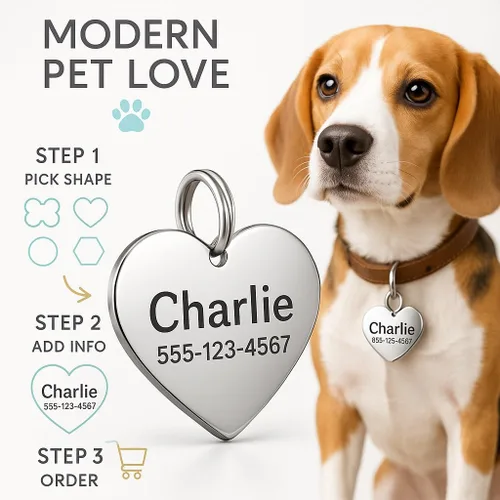 Miniatura 5 de Etiquetas de identificación personalizadas de acero inoxidable para mascotas de Dr. Fremont's, etiquetas para gatos y perros con texto personalizado