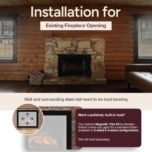Miniatura 7 de Modern Ember Uptown - Inserto de chimenea eléctrica inteligente de 33 pulgadas con control remoto, compatible con Alexa - Calentador eléctrico