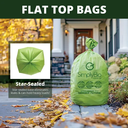 Miniatura 8 de Simply Bio Bolsas de basura compostables de 50-55 galones, parte superior plana, resistentes extragruesas de 1.57 mil, 208.2 litros, 12 bolsas, uso