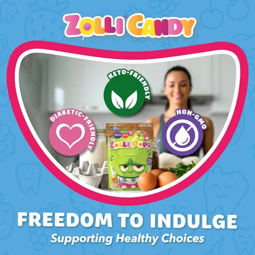 Miniatura 5 de Zollipops Caramelo y manzana verde, 10.4 onzas, sin azúcar, sin alergias, vegano, apto para dieta cetogénica y diabética, caramelo de dientes limpios
