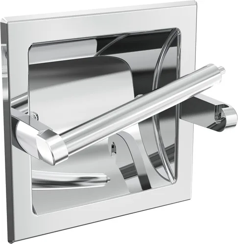 Soporte para papel higiénico empotrado de cromo pulido, soporte de papel higiénico para montaje en pared de baño con pivote empotrado incluye cromado