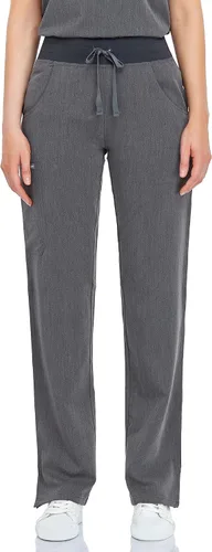 COMENII Pantalones médicos para mujer, pantalones de tiro medio de pierna recta con cintura de yoga de punto, pantalones quirúrgicos antiarrugas