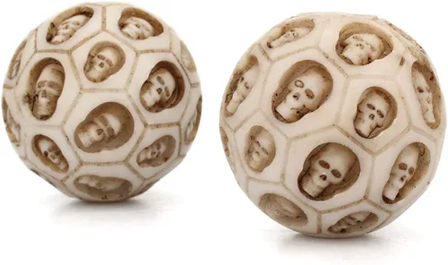 Miniatura 3 de 2 unids/set cráneo resina balonmano fitness bola masaje bola resina mano vuelta salud ejercicio alivio estrés bolas baoding