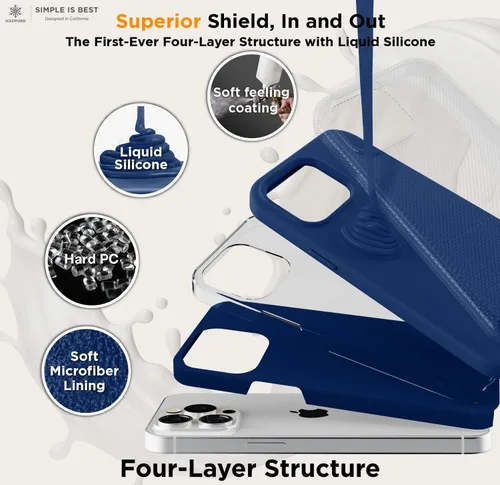 Miniatura 2 de IceSword Funda compatible con iPhone 15 Pro Max, color azul, funda de silicona líquida, delgada, protección de cuerpo completo, suave antiarañazos