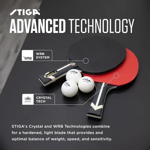 Miniatura 3 de STIGA Juego de tenis de mesa premium para 2 jugadores – Incluye 2 paletas aprobadas por la ITTF, 3 pelotas de ping pong blancas de 3 estrellas