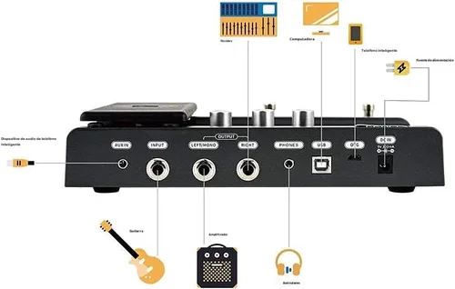 Miniatura 7 de Pedal de efectos múltiples para guitarra FLAMMA FX100 con 55 modelos de amplificador 151 efectos integrados 80' Looper 40 máquina de ritmos 10