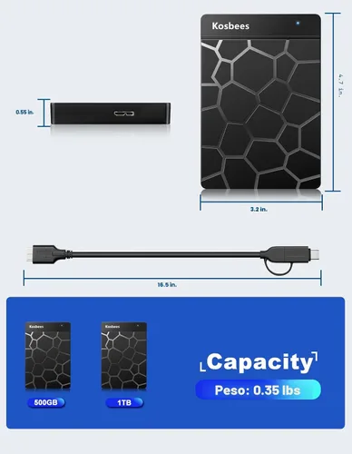 Miniatura 7 de Discos duros externos de 500 GB, disco duro portátil para Windows, disco duro externo ultradelgado, compatible con PC, MAC, laptop, PS4, Xbox one
