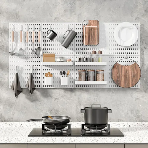 Miniatura 6 de MULSAME Kit combinado de tablero de clavijas, juego de almacenamiento montado en la pared con 4 tableros de clavijas y 14 accesorios para colgar