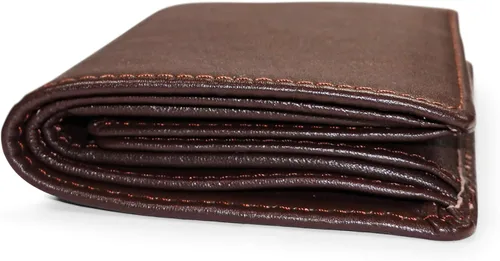Miniatura 7 de Cartera de piel de vacuno con bloqueo RFID con capa interior de piel de vaca de primera calidad con doble apertura y soporte para ventana