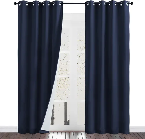 Miniatura 21 de NICETOWN Cortinas de Lino Sintético Angora con Barrera de Sonido que Aísla el Polvo, 100% Opacas, de 84 Pulgadas de Largo, 1 Panel, Cortinas