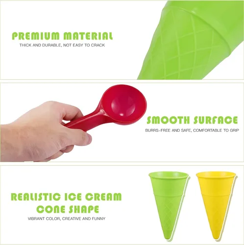 Miniatura 6 de Toddmomy Juguetes para niños pequeños, 10 piezas de plástico para helados, juegos de arena para niños, juego sensorial al aire libre para niños