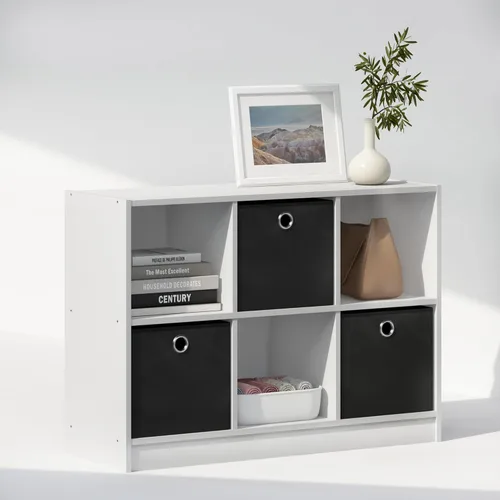 Furinno Organizadores y almacenamiento de armario cúbicos, organizador de armario de 6 cubos con contenedores, almacenamiento de estante abierto,