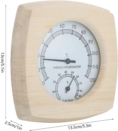 Miniatura 2 de Cyrank Higrómetro de madera para sauna termómetro e hidrómetro 2 en 1 humedad interior temperatura sauna termómetro de madera medidor de humedad