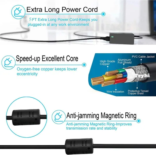 Miniatura 3 de Cargador de CA adaptador de cable de alimentación para HP ProDesk 260 400 600 G1 G2 G3 G4 G5 G6 G9 EliteDesk 705 800 G1 G2 G3 G4 G5 G6 G9 Business