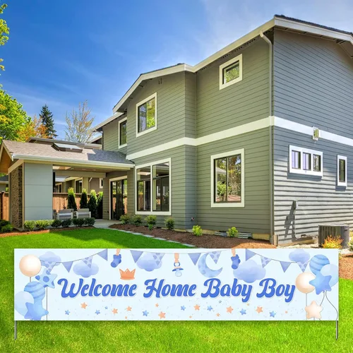 Miniatura 3 de Cartel de bienvenida a casa para bebé, decoración de baby shower, letrero grande de tela para revelación de género, suministros de decoración