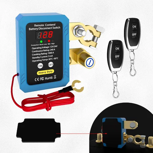 Miniatura 7 de DaierTek Interruptor de desconexión de batería remoto 12V/24V 240A Interruptor de apagado para corte de energía automotriz para coche, camión