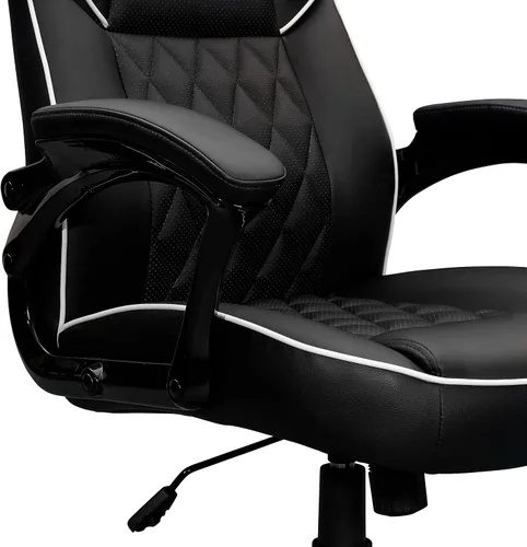 Miniatura 9 de Techni Mobili Silla ejecutiva de piel sintética con reposabrazos acolchados, silla de oficina de estilo de carreras ajustable en altura con control