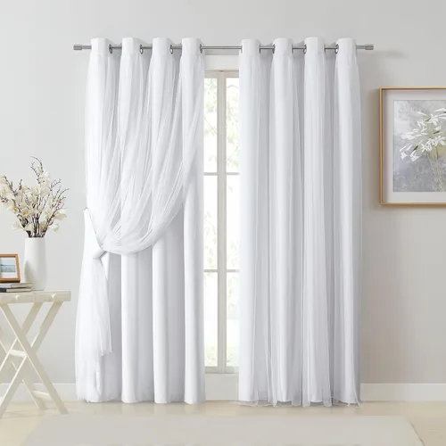 Miniatura 27 de Bujasso- 2 cortinas 80% blackout azul cielo c/capa superpuesta traslúcida, doble capa térmica y aislante p/mezclar y combinar, parte superior