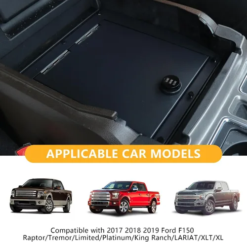 Miniatura 2 de Caja de seguridad con cerradura de combinación de 3 dígitos, organizador de consola central, compatible con 2017 2018 2019 Ford F150, inserto