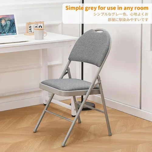 Miniatura 6 de BOOSDEN Juego de 2 sillas plegables, sillas plegables de metal resistente con asientos de tela acolchados, respaldo grande, silla plegable