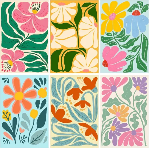 Clendo Juego de 6 paquetes de pintura por números para adultos, kit de pintura por números de flores fáciles para adultos en lienzo sin marco,