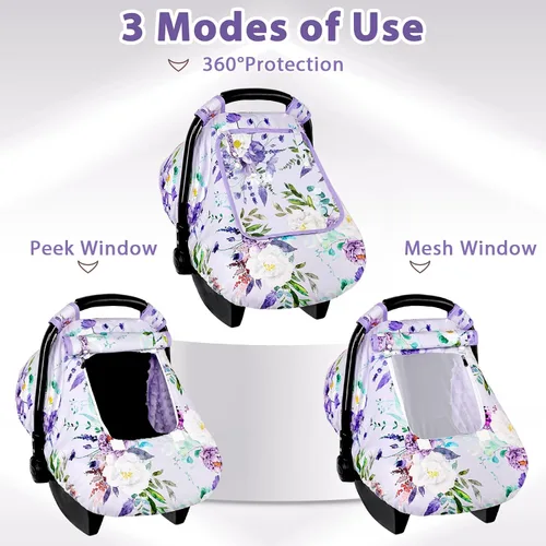 Miniatura 5 de Funda para Asiento de Coche para Bebé Niña, Funda de Asiento de Coche de Invierno Cálida para Bebé, Toldo Infantil para Asiento de Coche con Ventana