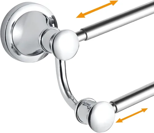 Miniatura 13 de Hoimpro - Barra de toalla ajustable retráctil de 15-27 pulgadas de acero inoxidable para baño, accesorios de baño, barra doble de toalla para baño
