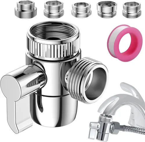 Válvula desviadora de grifo con aireador, válvula desviadora de 3 vías para ducha de mano, divisor de grifo para fregadero de cocina y baño, con