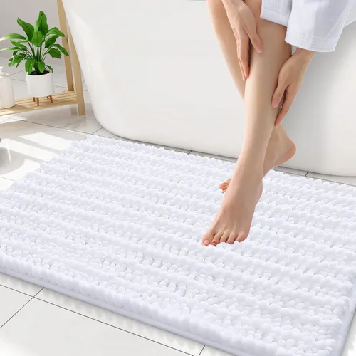 Miniatura 123 de Smiry Alfombras de Baño 24x16 pulgadas, Alfombras de Baño de Chenilla Extra Suaves y Absorbentes, Respaldo de Goma Antideslizante, Lavable a Máquina