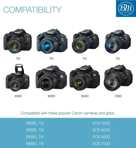 Miniatura 5 de BM Premium LP-E8 Cargador de batería rápido de doble bahía para cámaras digitales Canon EOS Rebel T2i, T3i, T4i, T5i, EOS 550D, EOS 600D, EOS 650D