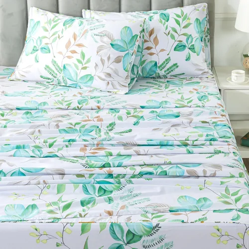 Miniatura 33 de FADFAY Juego de sábanas de cama con estampado floral amarillo, de algodón, tamaño King, suaves, transpirables, estilo Shabby Coquette, con bolsillo