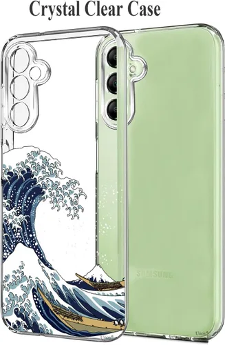 Miniatura 3 de Unov Funda diseñada para Galaxy A14 4G / 5G, funda transparente con patrón antideslizante en relieve, a prueba de golpes delgada protectora
