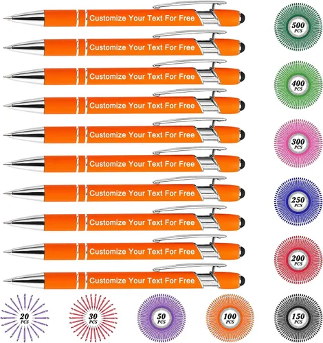 Miniatura 29 de Máx. 500 bolígrafos personalizados a granel, bolígrafos personalizados con grabado gratis, punta de lápiz óptico personalizado con tu nombre, texto