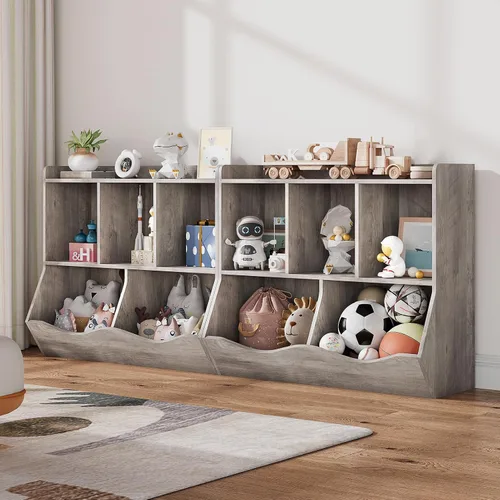 Miniatura 2 de IDEALHOUSE Estantería y estantería de juguetes, estante múltiple con armario organizador de cubos para almacenamiento de libros y juguetes