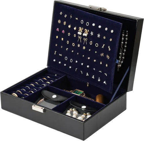 ProCase Joyero organizador para mujeres y niñas, caja de joyería mejorada con 8 bolsas adicionales libres de deslustre, contenedor de almacenamiento